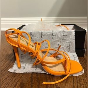 Neon Orange Strappy Heels